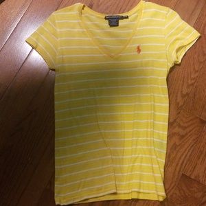 Bright yellow striped polo t shirt